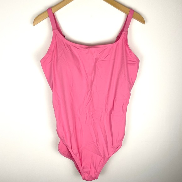 Andie Plus Size The Amalfi One Piece Swimsuit In Peony Pink Size XXL New - Picture 2 of 11